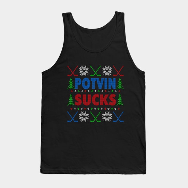 Potvin Sucks Ugly Christmas Sweater Design Tank Top by TeeCreations